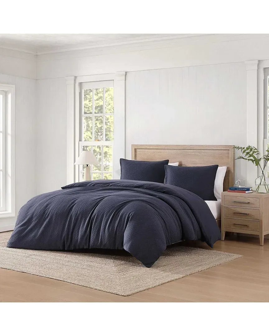 Monogram Matelassé Cotton Comforter Bedding Set - Navy