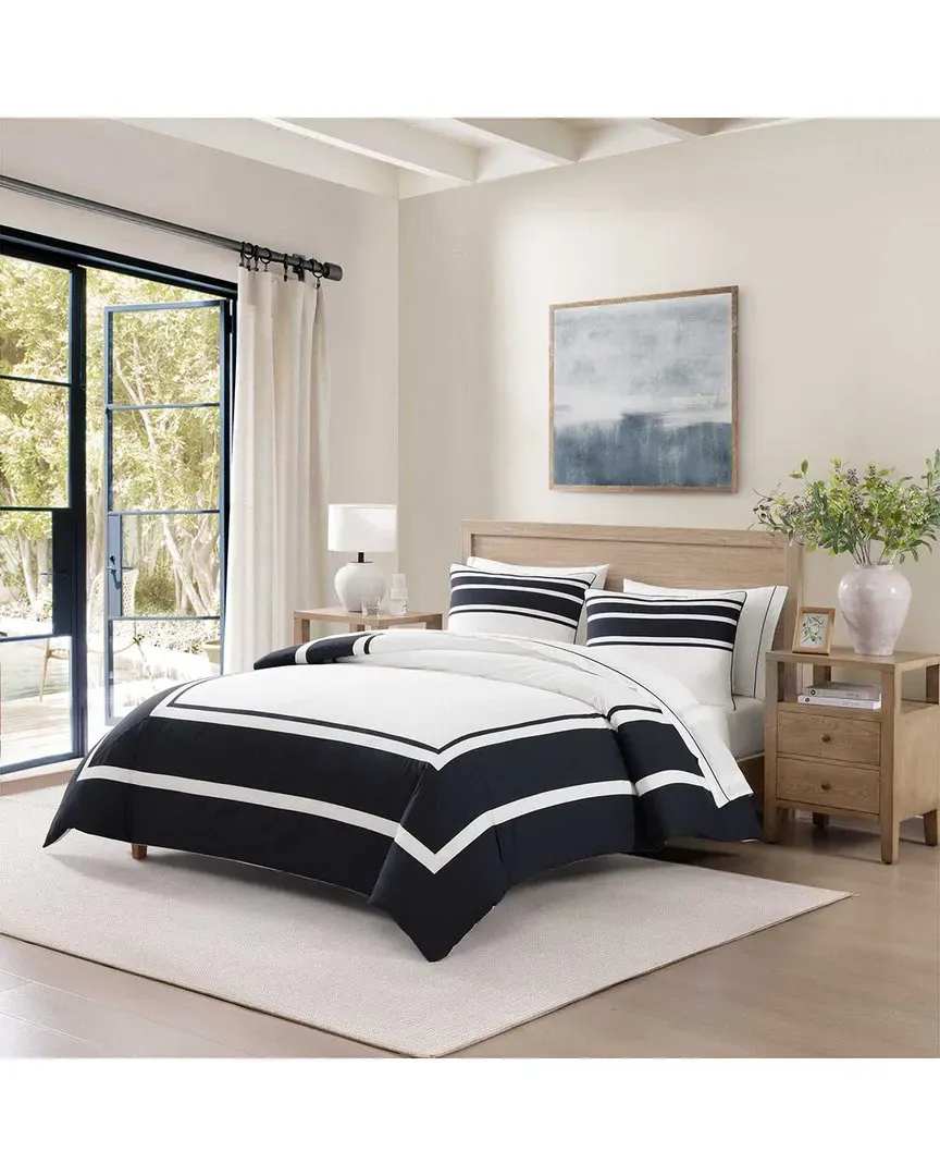 Park Avenue Cotton Comforter Bedding Set - Navy, White image