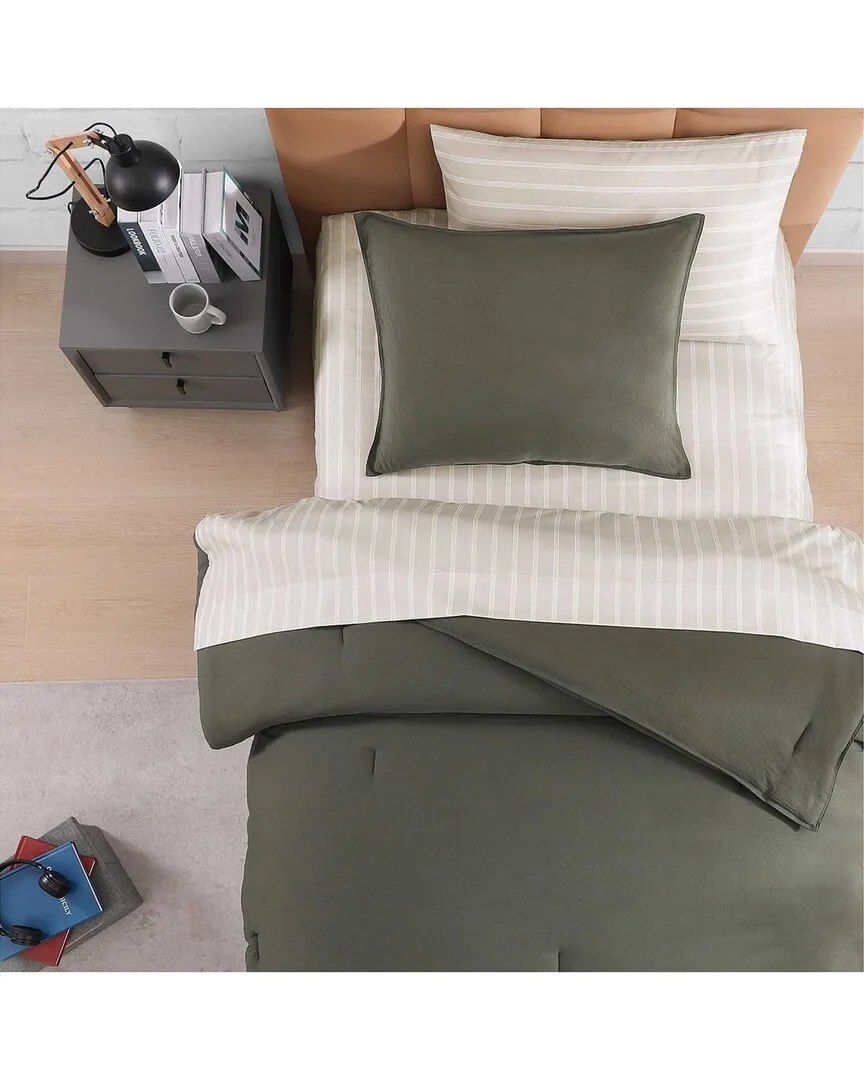 TH Solid Microfiber Comforter Bonus Set - Olive Green