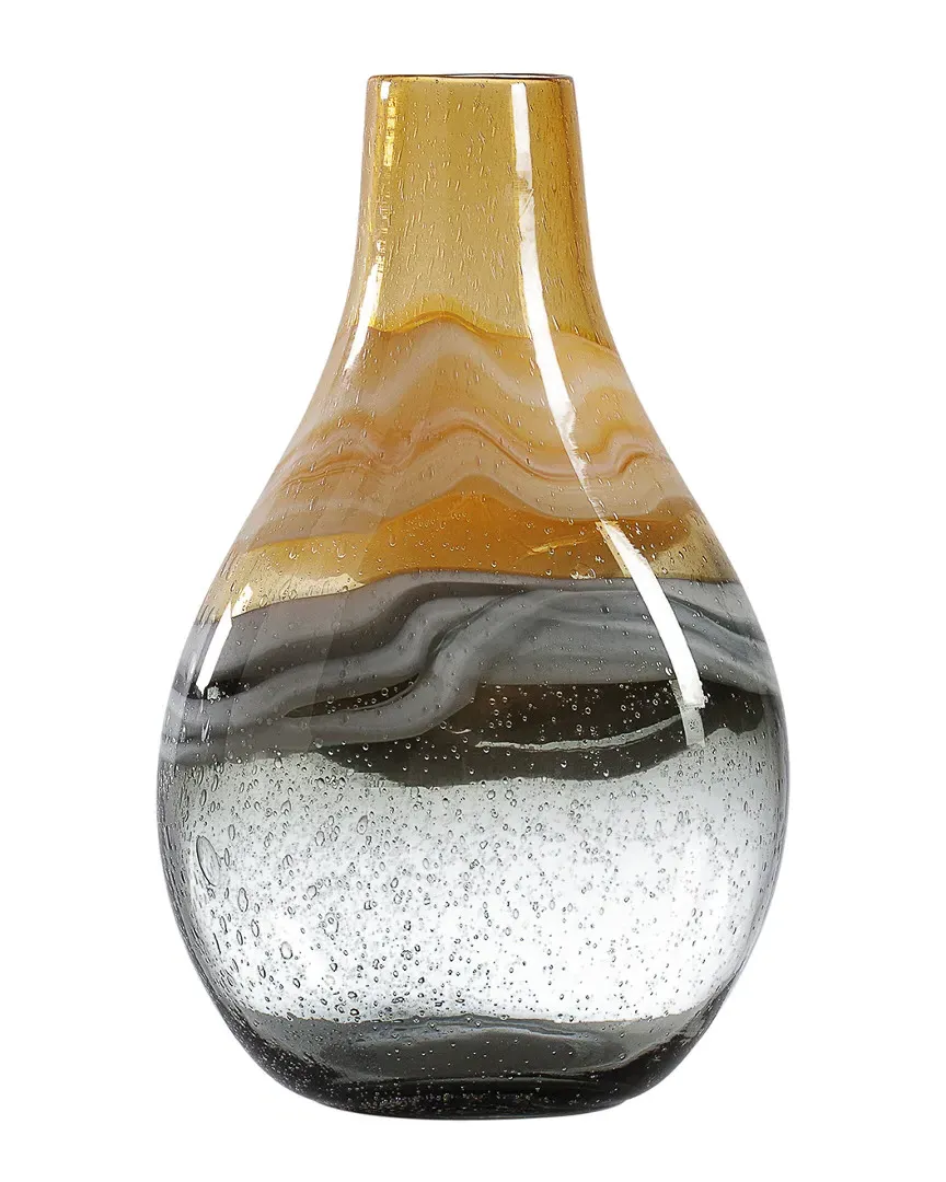 Andrea Swirl Glass Tall Bulb Vase - Amber