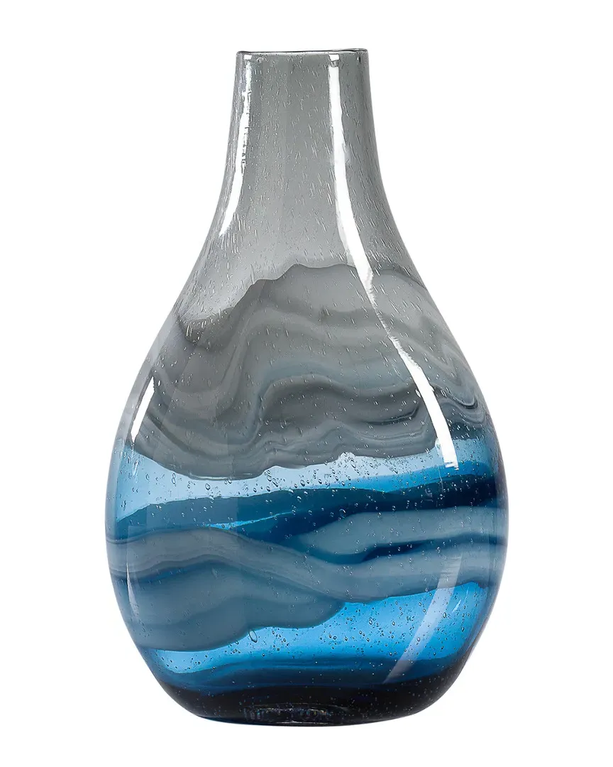 Andrea Swirl Glass Tall Bulb Vase - Blue image