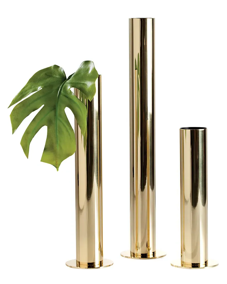 Stainless Steel Pipe Vase Set of Three - Gold image