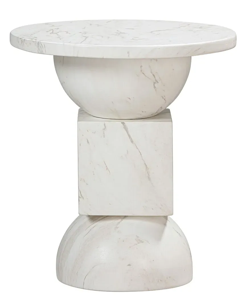 Chip Marble Print Indoor/Outdoor Side Table - White image