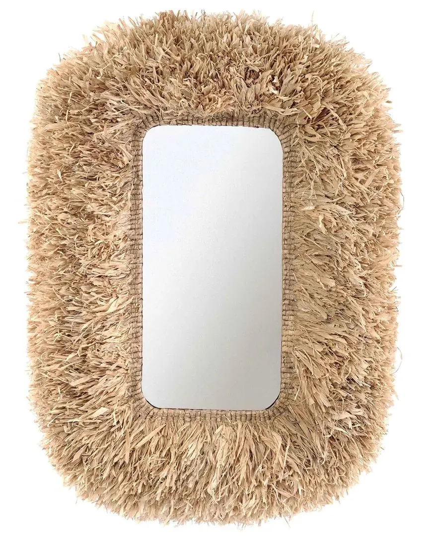 Palm Sisal Rectangular Wall Mirror - Natural image