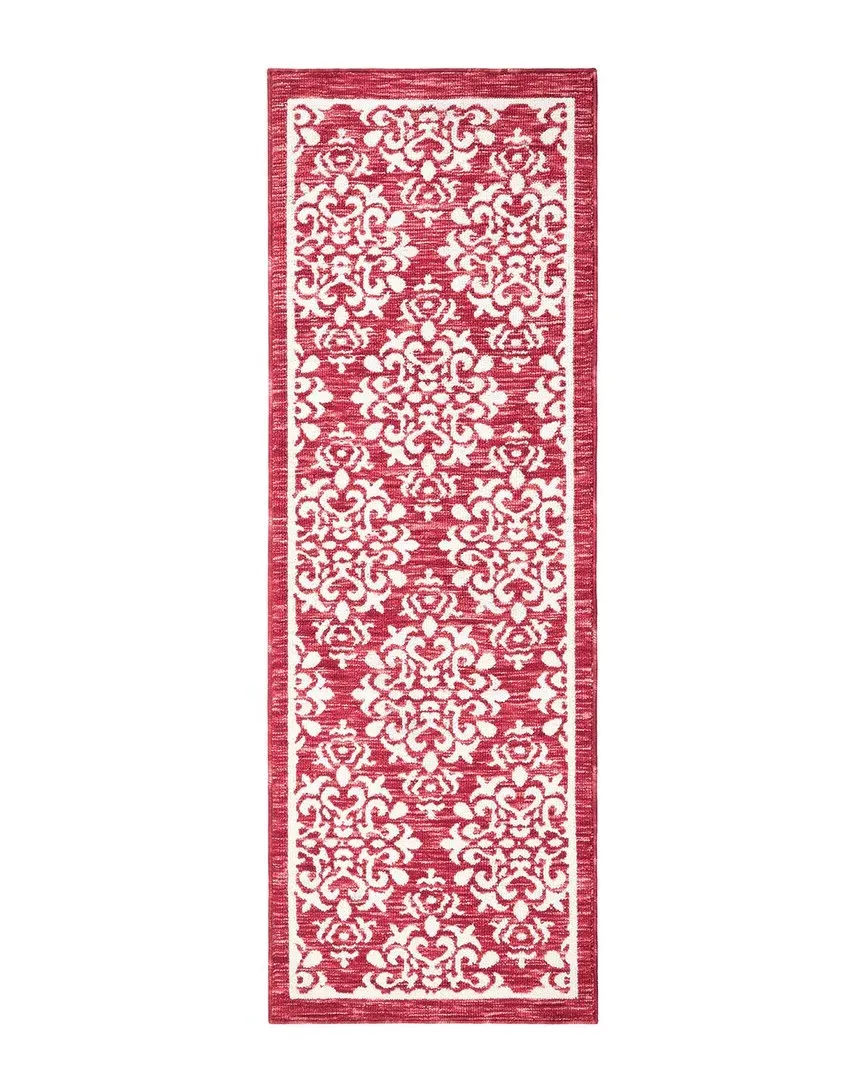 Everwash Tufted Damask Medallion Rug - Red, Polyester