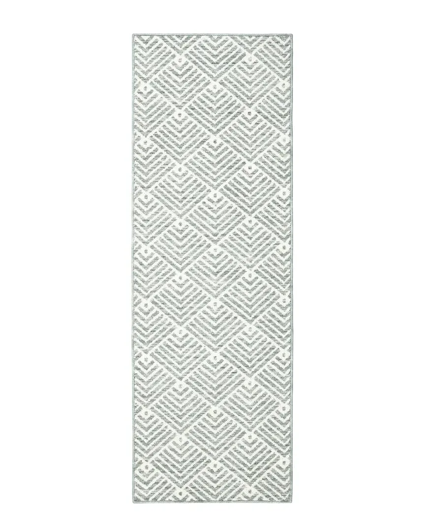 Everwash Tufted Stripe Decorative Rug - Green, Polyester