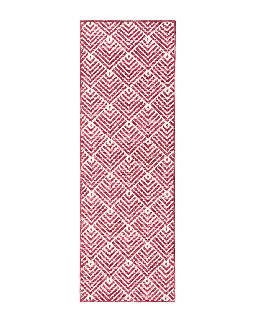 Everwash Tufted Stripe Decorative Rug - Red, Polyester