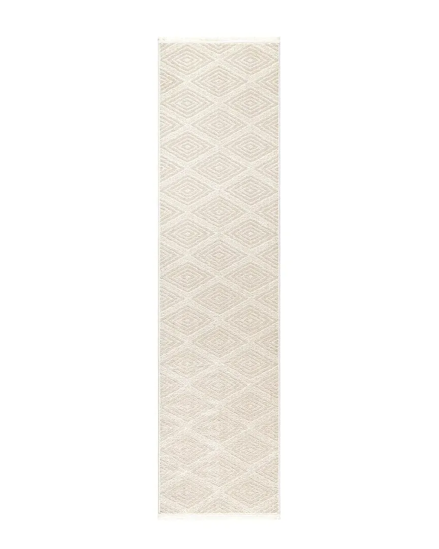 Everwash Woven Diamond Area Rug with Non-Slip Backing - Beige