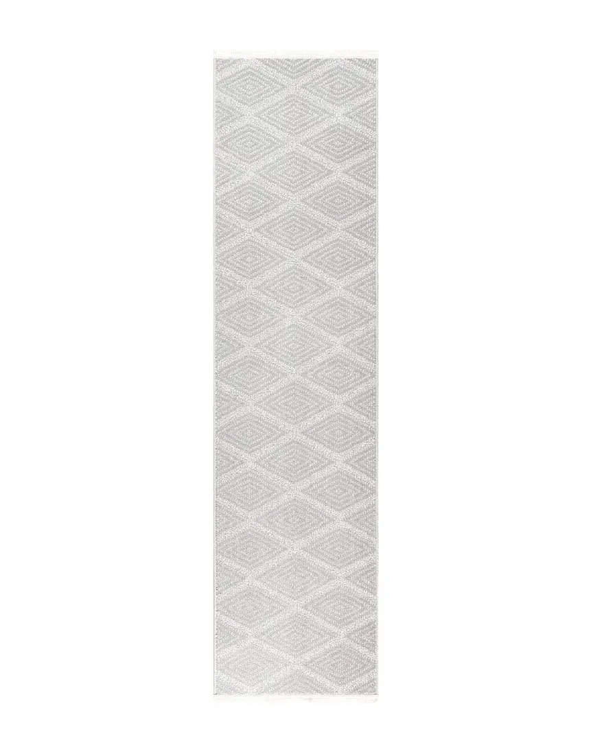 Everwash Woven Diamond Area Rug with Non-Slip Backing - Grey