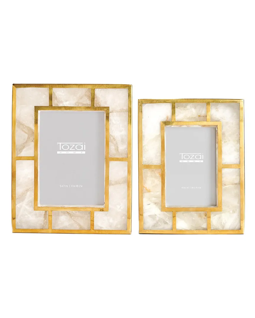 Set of 2 Photo Frames - White, Quartz