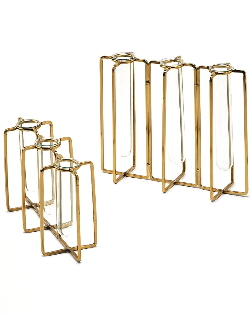 Set of 2 Vases - Gold image