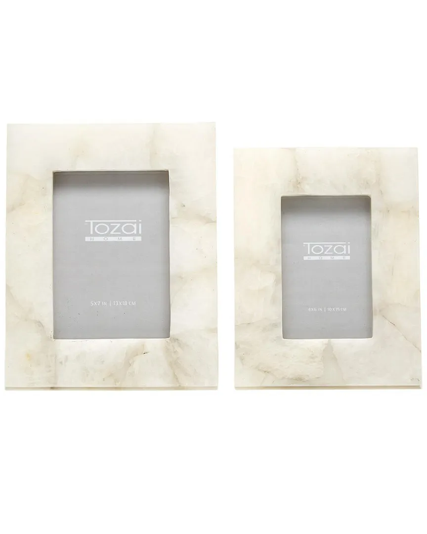 White Quartz Set of 2 Photo Frames - White