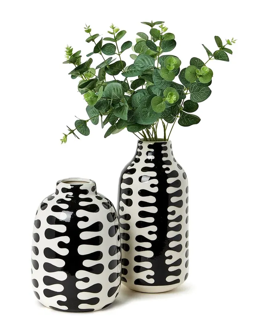 Set of 2 Jigsaw Vases - Black, Ceramic image