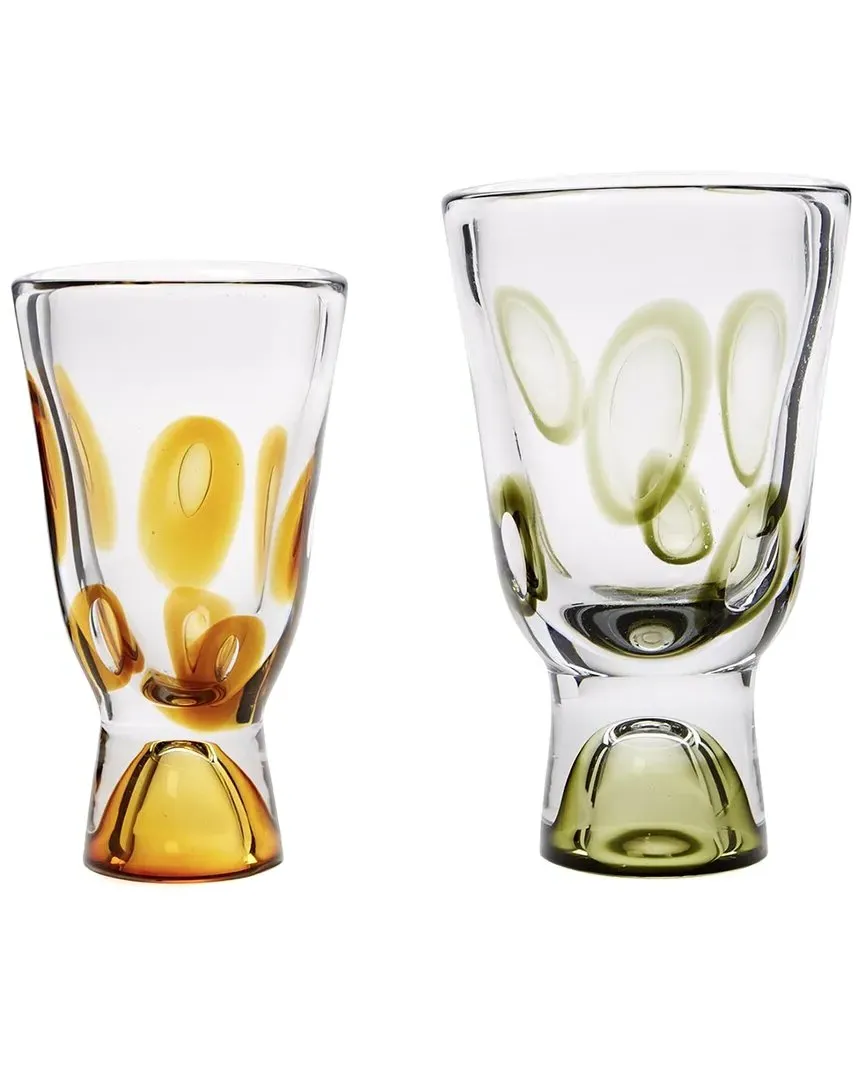 Set Of 2 Visions Art Glass Vases - Amber