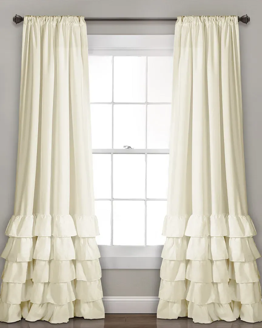 Allison Ruffle Window Curtain Panels - Ivory image