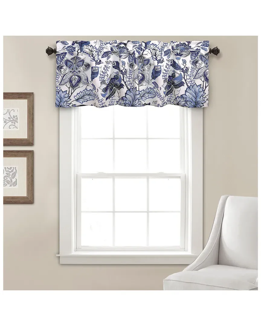 Cynthia Jacobean Room Darkening Valance Curtain - Blue image