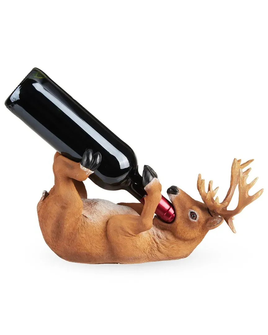 Buck Bottle Holder - Brown, Polyresin