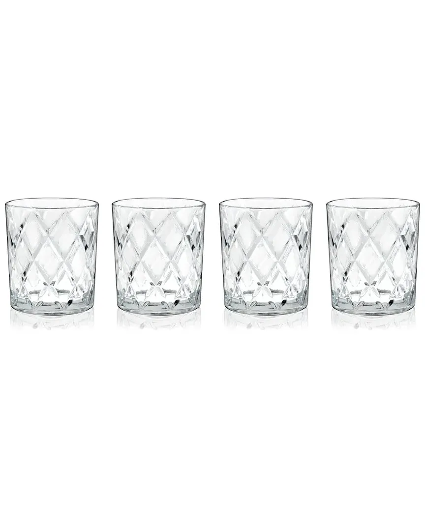 Diamond Faceted Whiskey Glasses Set of 4 - Clear image