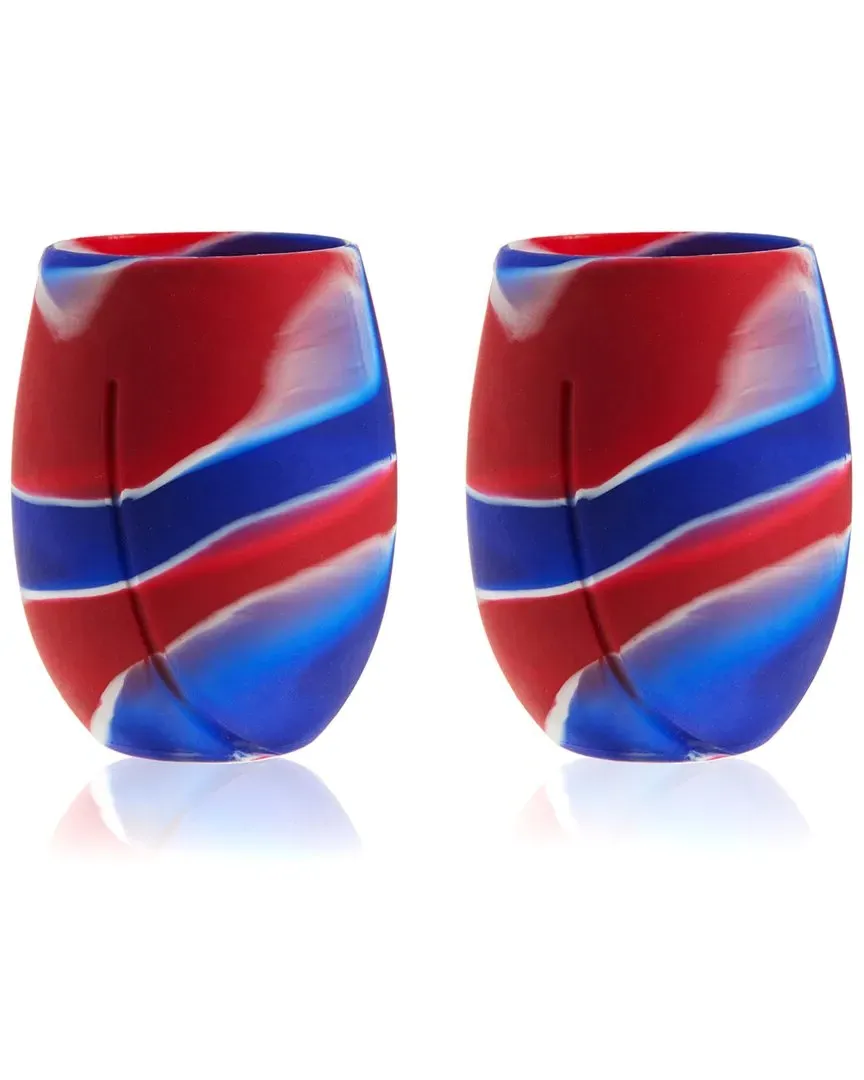 Flexi Pack of 2 Aerating Silicone Cups - Tie Dye image