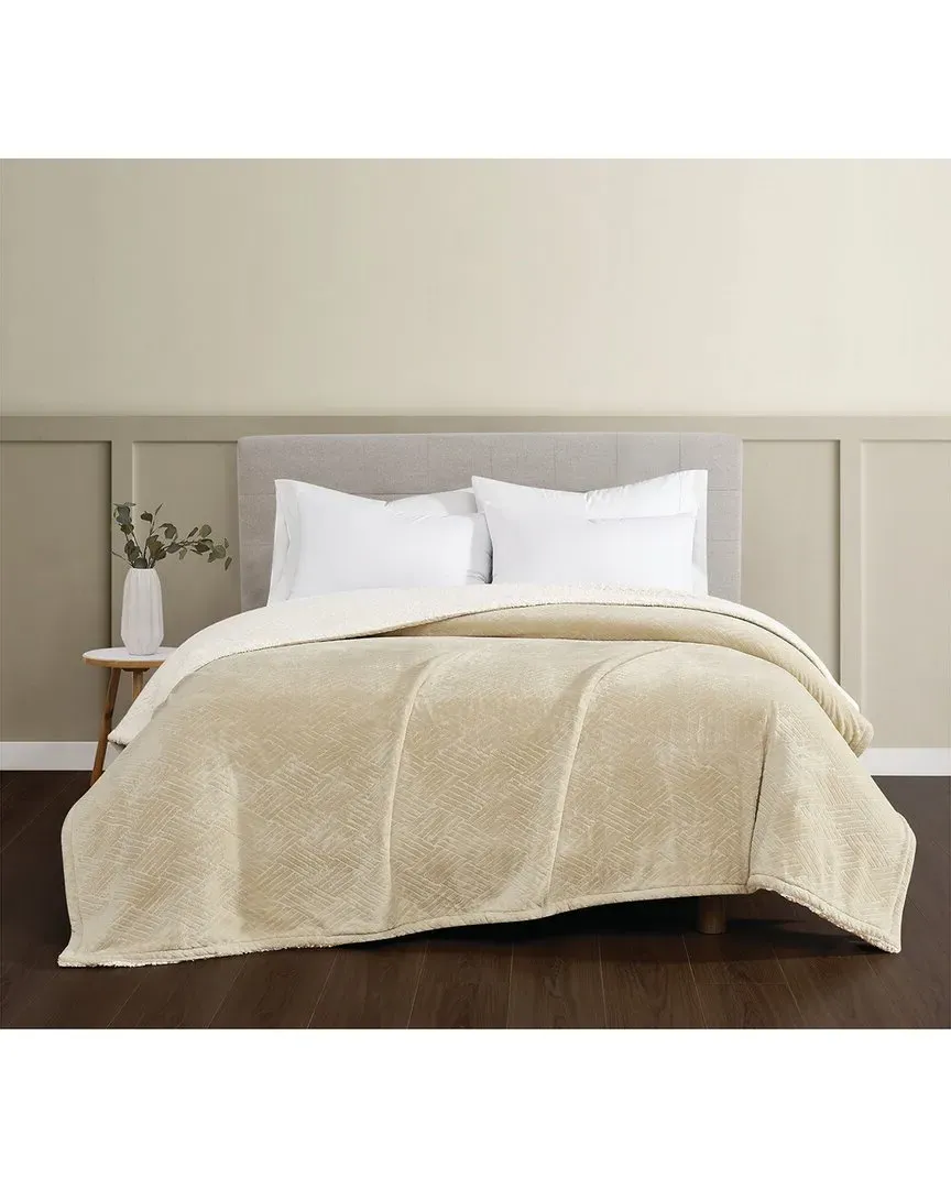 Basket Carved Fluffy Blanket - Tan image