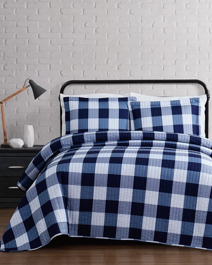 Everyday Buffalo Plaid Quilt Set - Navy image