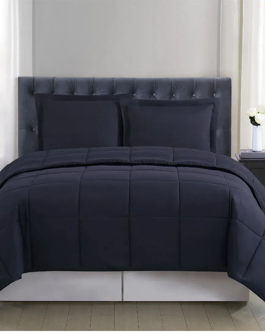 Everyday Reversible Comforter Set - Black, Microfiber