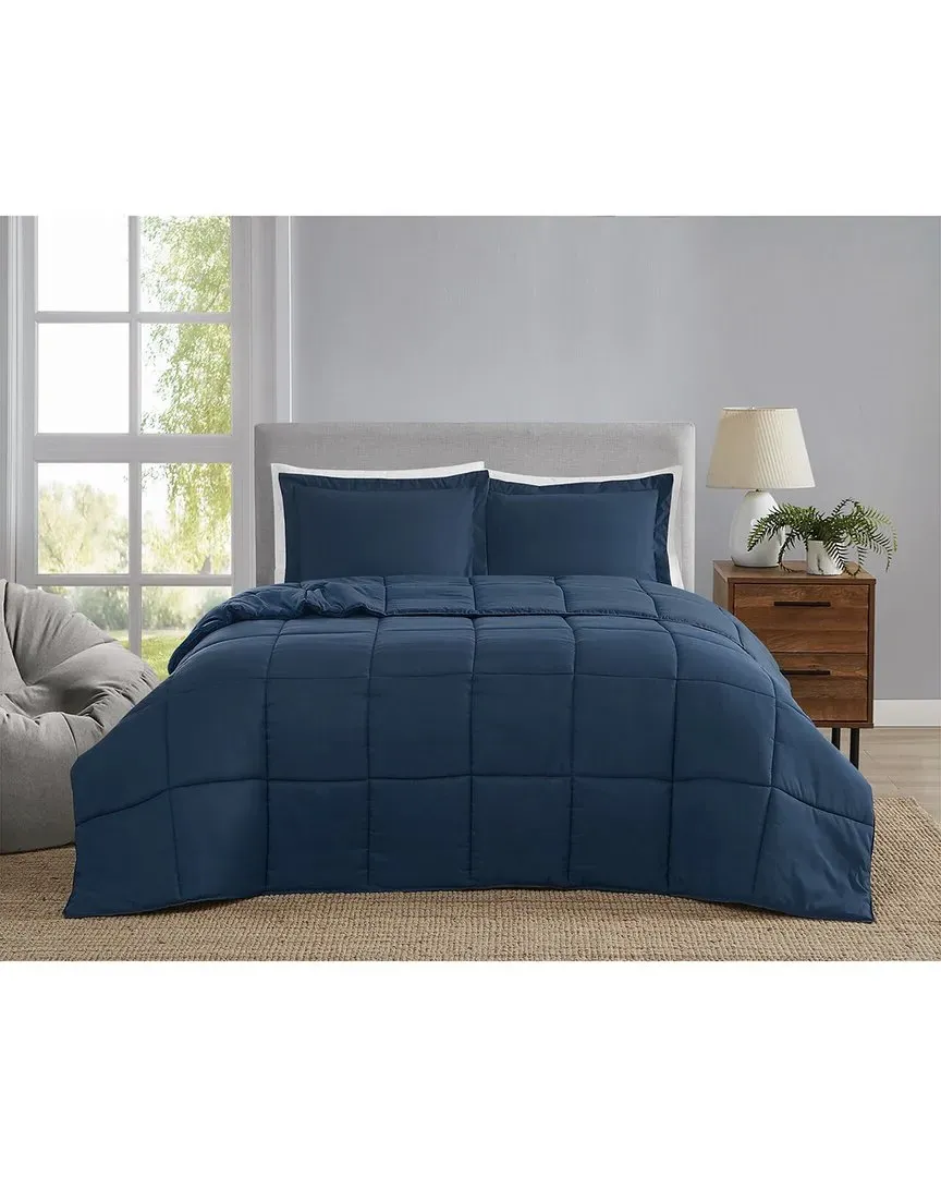 Everyday Reversible Comforter Set - Dark Blue, Microfiber