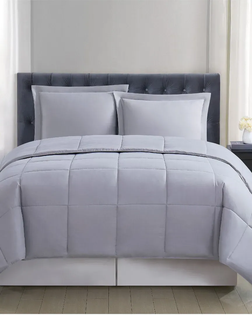 Everyday Reversible Comforter Set - Grey, Microfiber