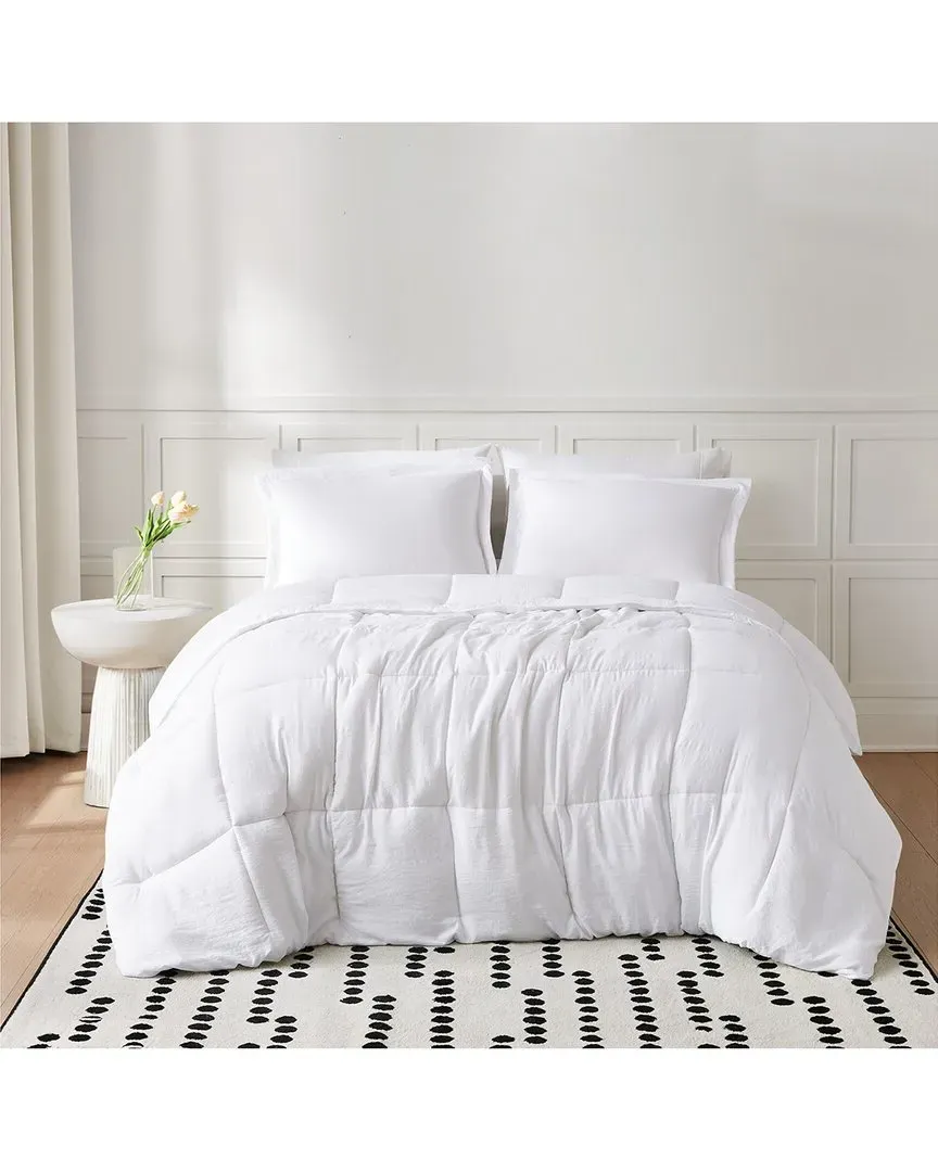Garment Wash Solid Comforter Set - White, Microfiber