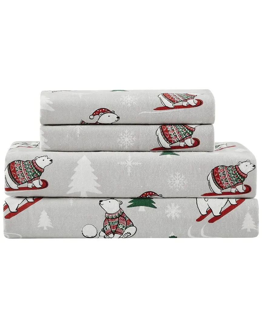 Polar Bears Flannel Sheet Set - Multi, Cotton image