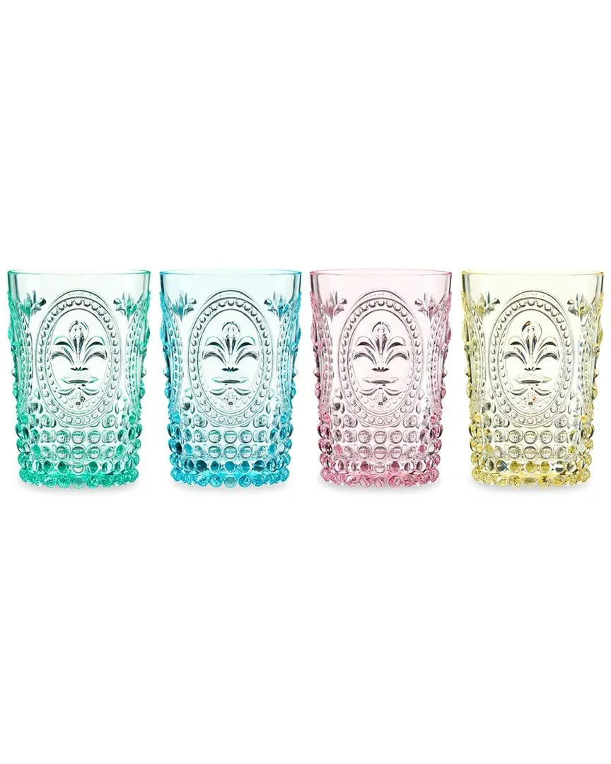 Set of 4 Shatterproof Embossed Tumblers - Multicolor image