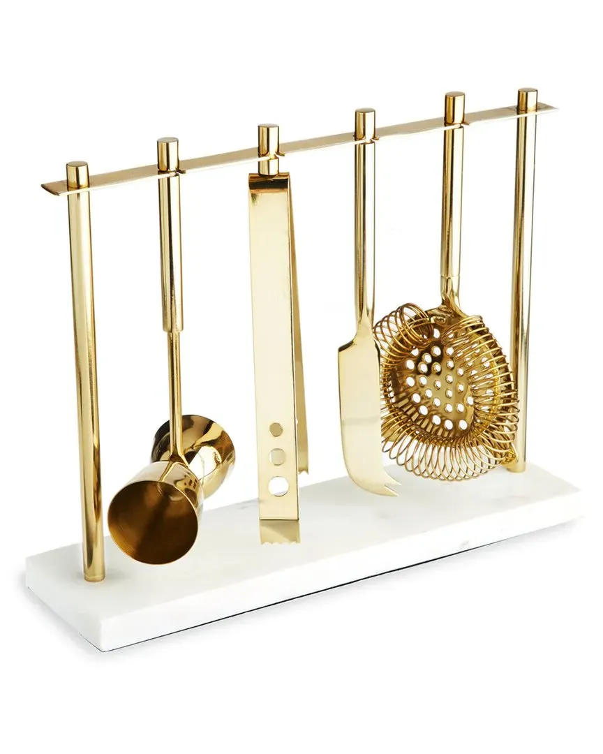Twine 4-Piece Bar Tool Set with Stand - Gold, Marble image