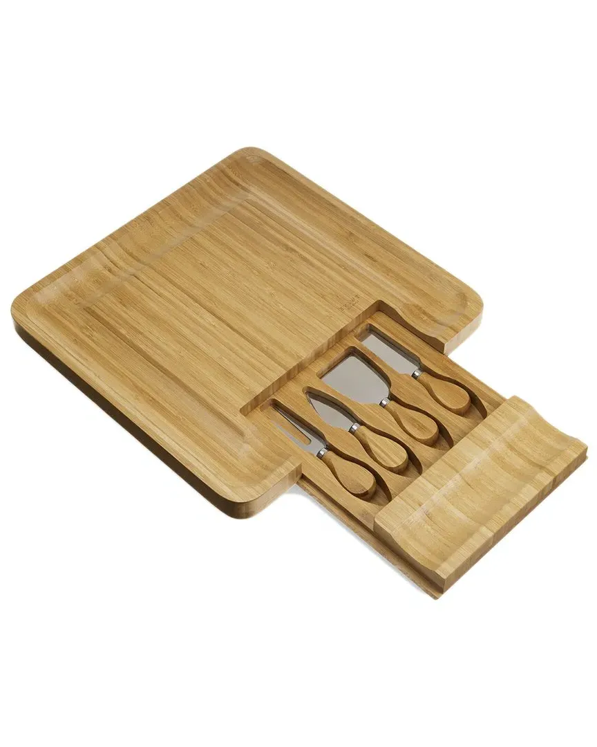 Twine Bamboo Cheese Board and Knife Set - Natural image