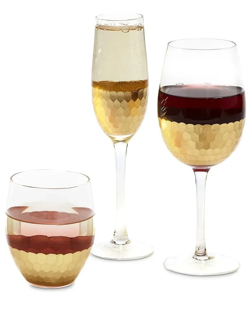 24pc Champagne Flute & Wine Glass Set - Gold image