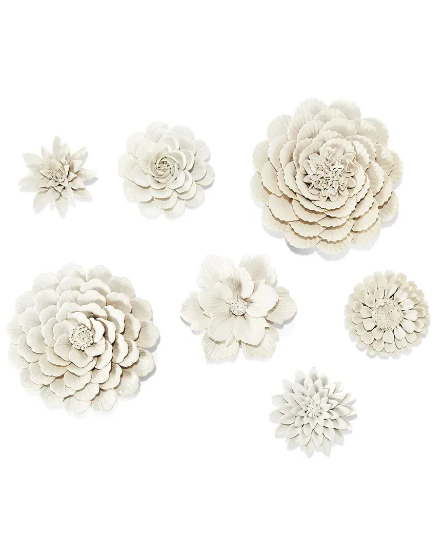 7pc Flower Wall Sculptures - White, Porcelain image