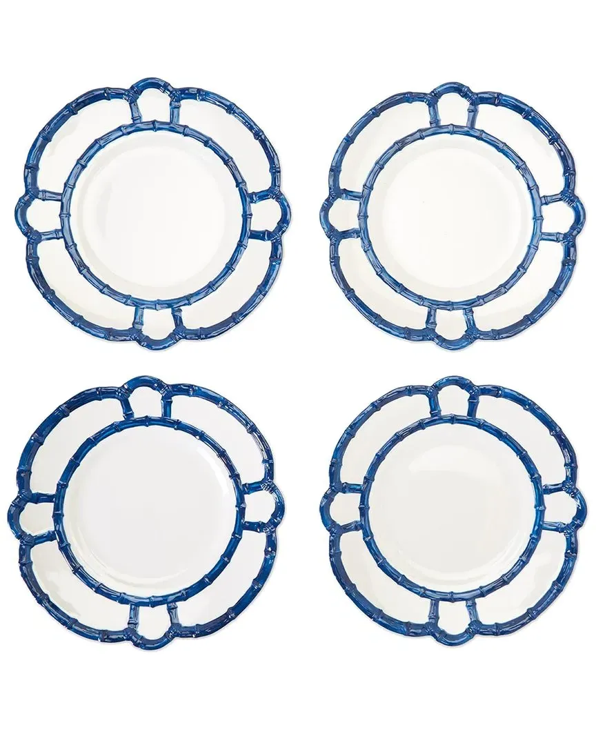 Bamboo Touch Set of 4 Dinner Plates - Blue, Melamine