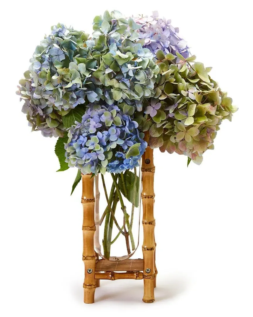 Bamboo Vase with Glass Vessel - Brown