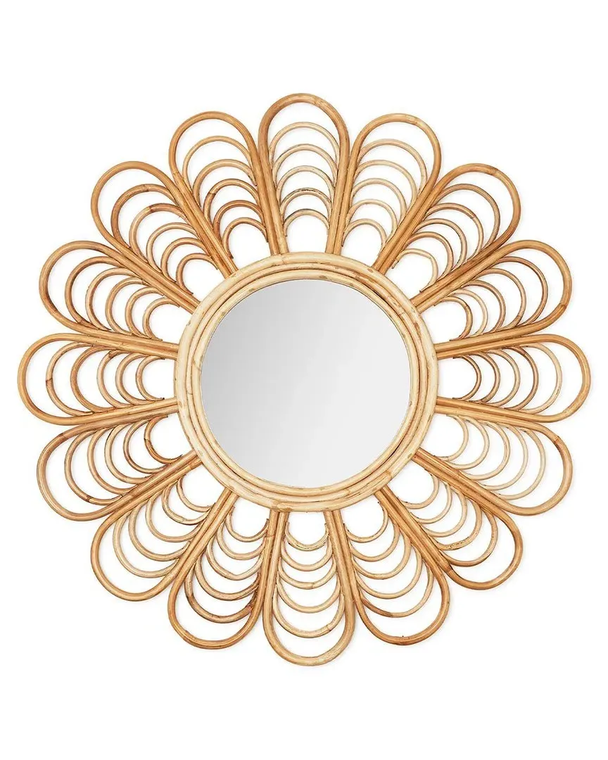 Flower Shaped Wall Mirror - Brown, Cane image