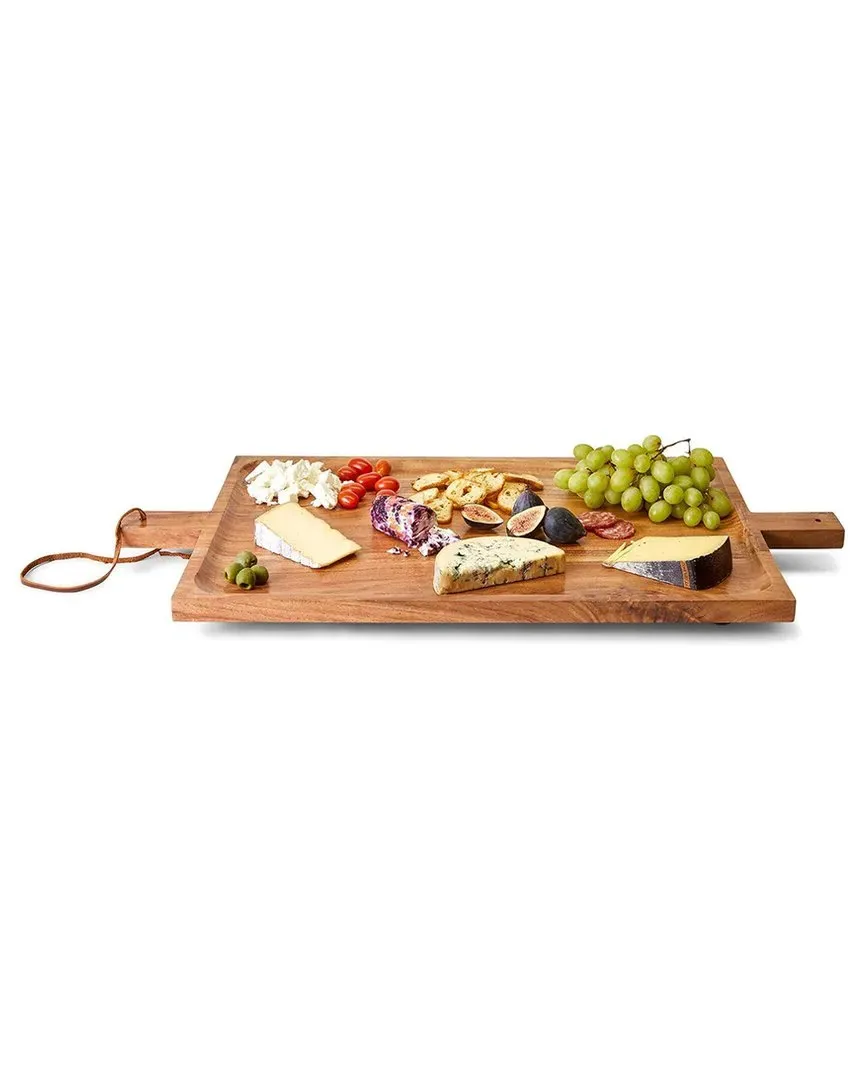 Gatherings Footed Serving Tray with Handles - Beige, Acacia Wood image