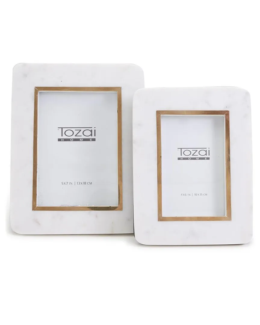 Hoxton Set of 2 Picture Frames - White, Marble image