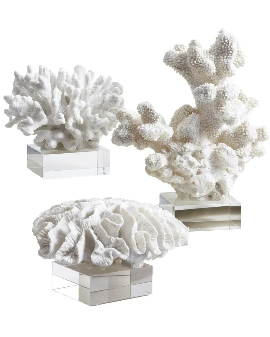 Reef Set of 3 Coral Sculptures - White image