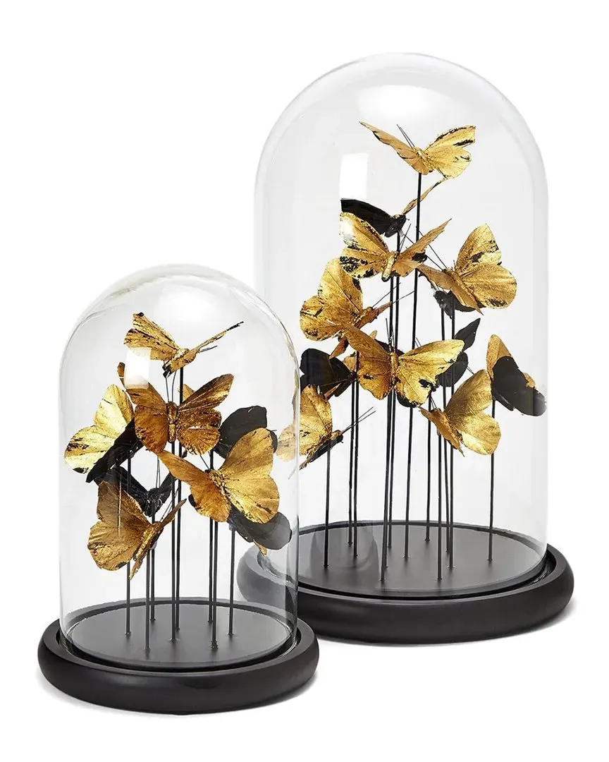 Set of 2 Butterflies in Dome - Gold image