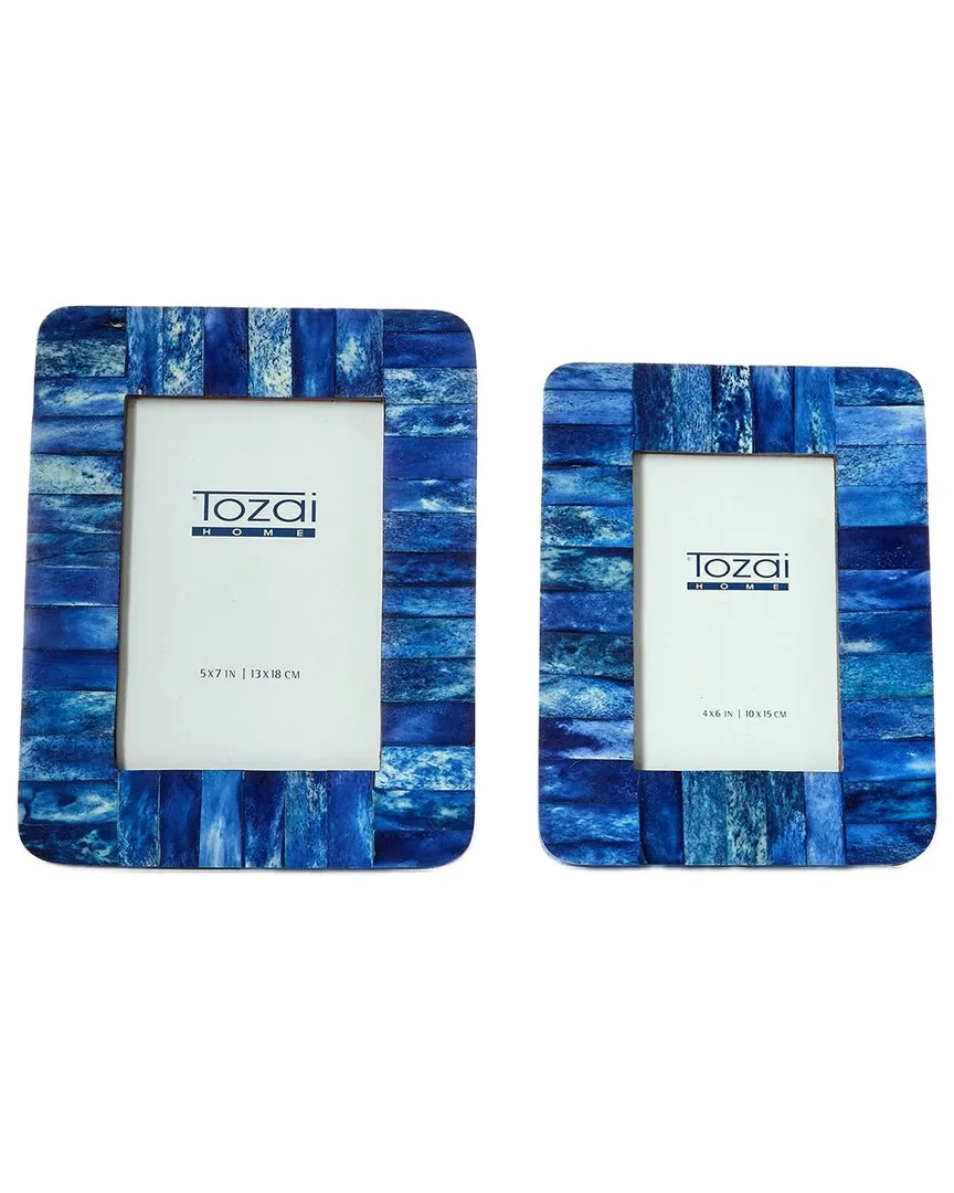 Set of 2 Oceans Photo Frames - Blue, MDF