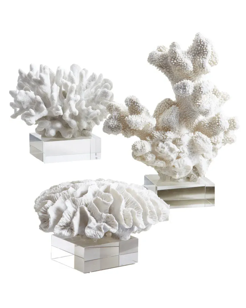 Set of 3 Coral Sculpture - White image