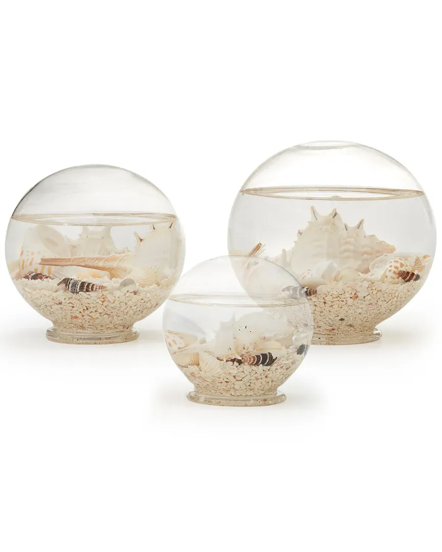 Set of 3 Decorative Filled Sealife Globes