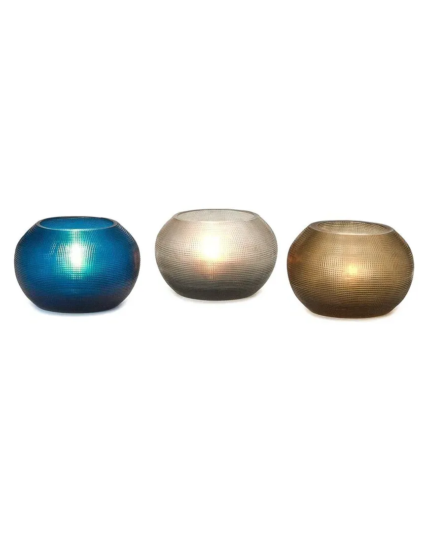 Set of 3 Glass Votives - Multicolor image