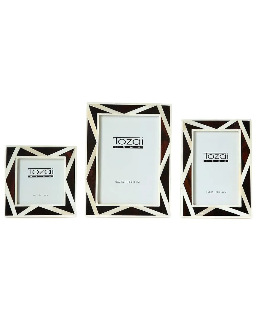 Set of 3 Stripes Abstract Photo Frames - Dark Tortoise