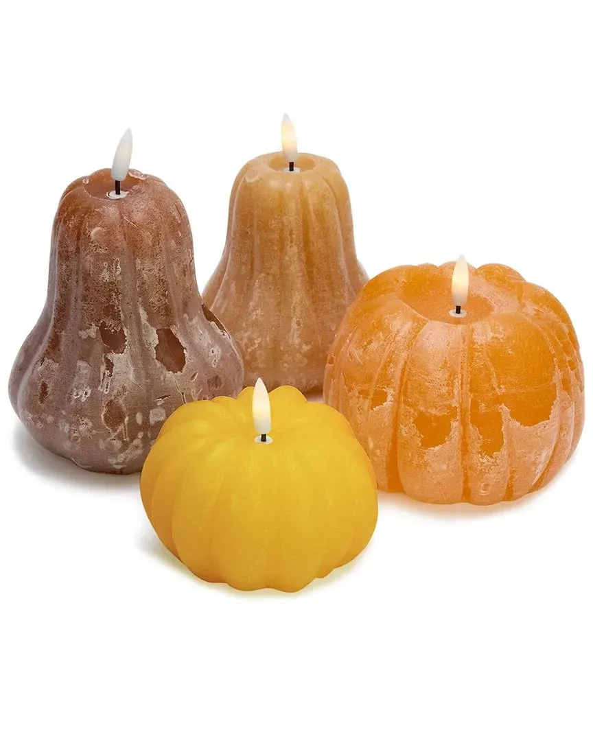 Set of 4 Flameless Pumpkin LED Candles - Multicolor image