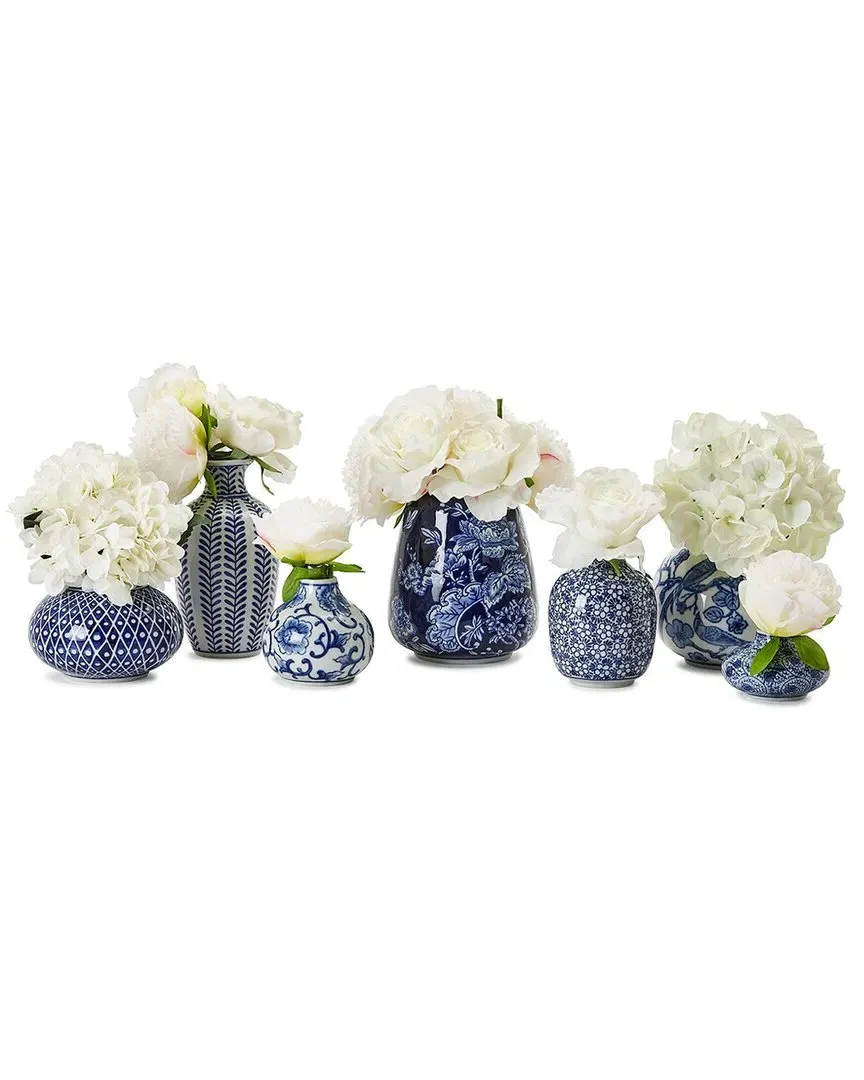 Set of 7 Decorative Vases - Blue, Stoneware