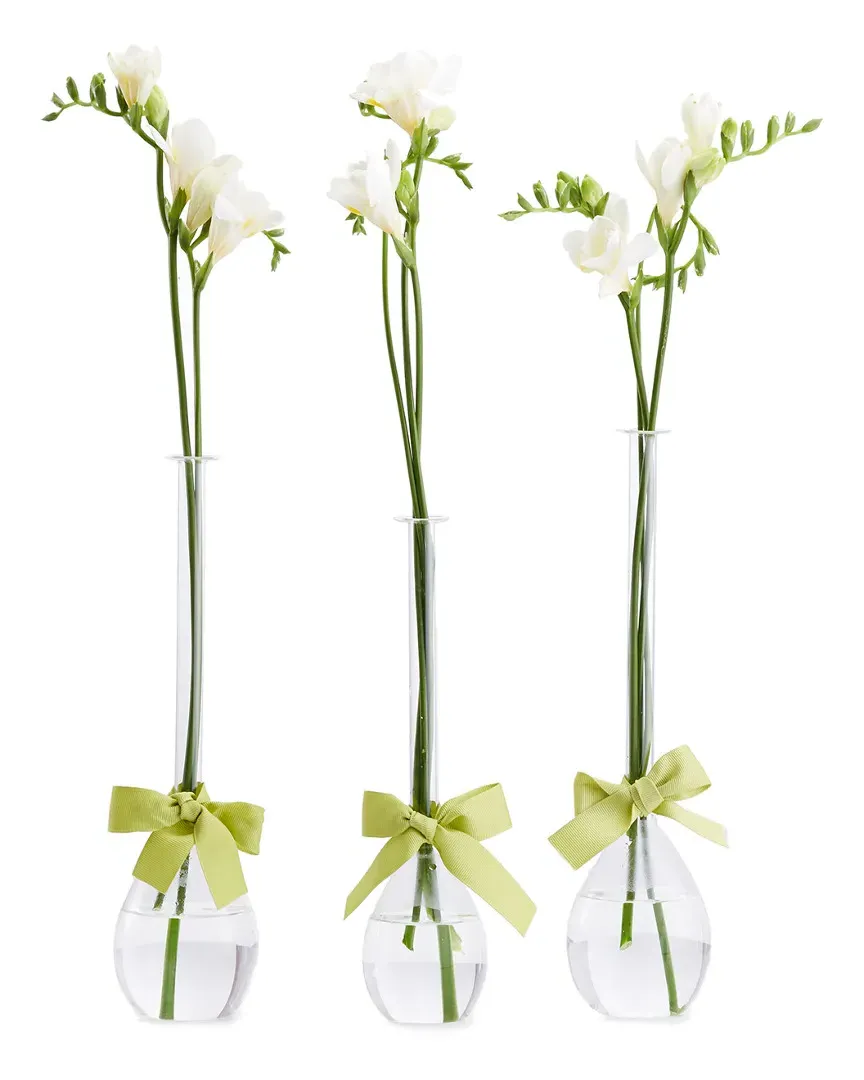 Sleek & Chic Set of 3 Tear Drop Vases - Green Glass image